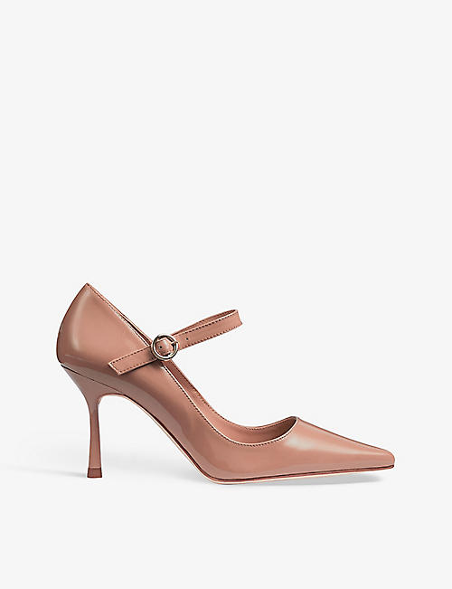 LK BENNETT: Camille buckle-embellished heeled patent-leather courts