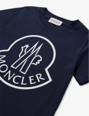 Shop Moncler Boys Navy Kids Logo-print Short-sleeve Cotton-jersey T-shirt 4-14 Years