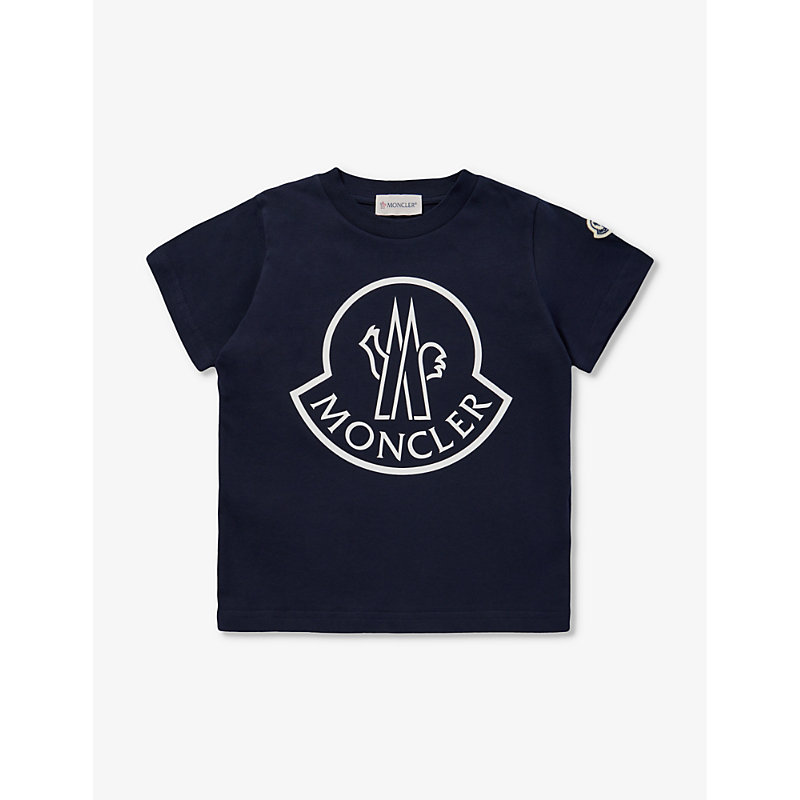 Moncler Boys Navy Kids Logo-print Short-sleeve Cotton-jersey T-shirt 4-14 Years