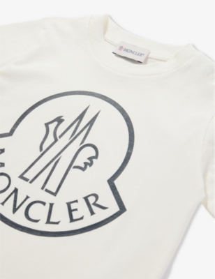 Shop Moncler Boys White Kids Logo-print Short-sleeve Cotton-jersey T-shirt 4-14 Years