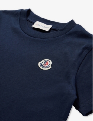 Shop Moncler Boys Vy Kids Brand-appliqué Short-sleeve Cotton-jersey T-shirt 4-14 Years In Navy
