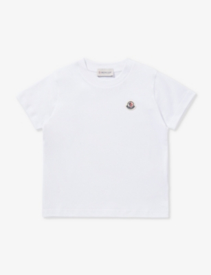 Moncler Boys White Kids Brand-appliqué Short-sleeve Cotton-jersey T-shirt 4-14 Years