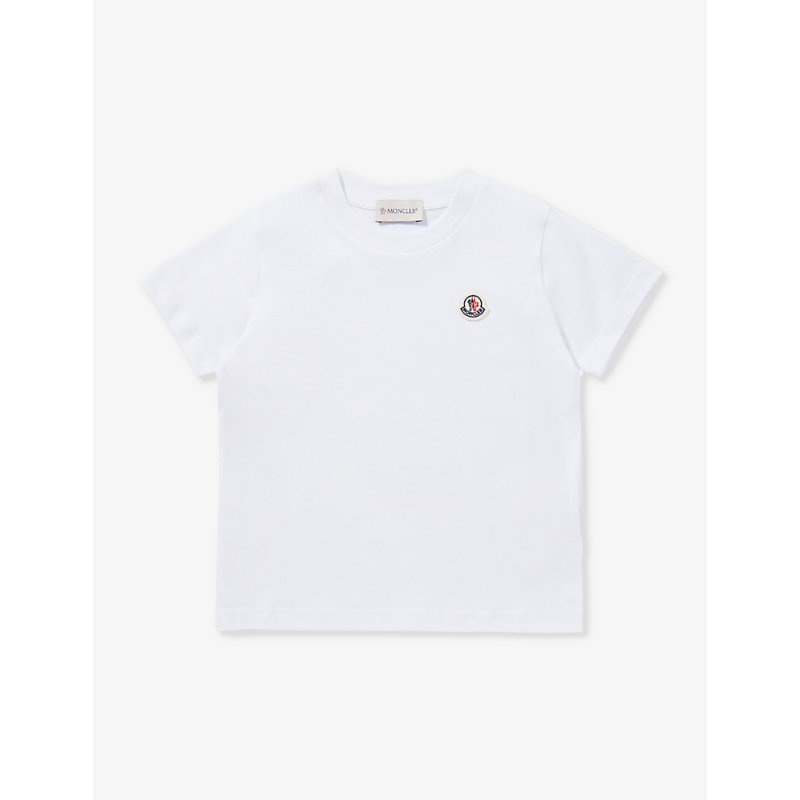 Moncler Boys White Kids Brand-appliqué Short-sleeve Cotton-jersey T-shirt 4-14 Years