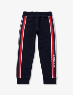 MONCLER：条纹拼接徽标刺绣弹力棉慢跑裤 6-14 岁