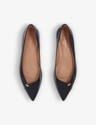 LK BENNETT: Cally gold-tone hardware-embellished leather flats