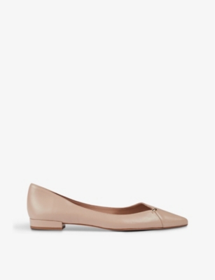 LK BENNETT: Cally gold-tone hardware-embellished leather flats