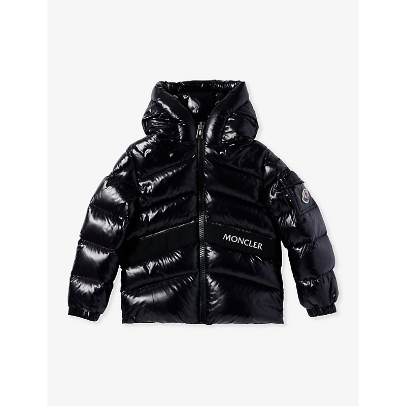 Moncler Boys Black Kids Groseiller Brand-patch Shell-down Jacket 8-14 Years In Nero