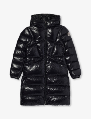 Moncler Boys Black Kids Selenga Logo-patch Shell-down Coat 8-14 Years