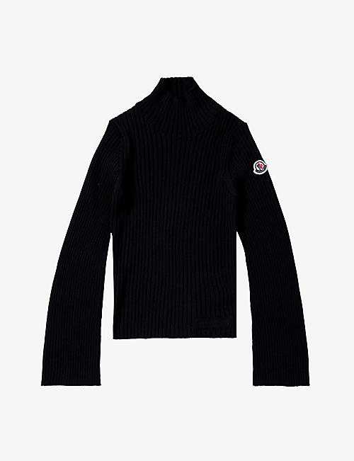 MONCLER: Brand-patch turtleneck wool-blend jumper 8-14 years