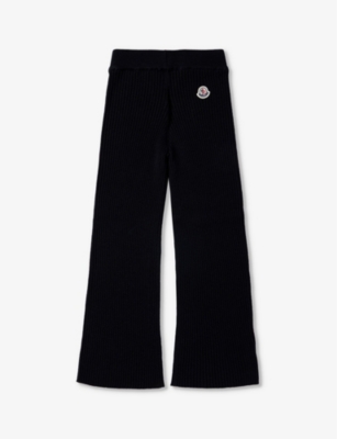 MONCLER: Brand-patch flared-leg wool-blend trousers 8-14 years