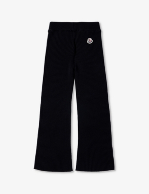 MONCLER BRAND-PATCH FLARED-LEG WOOL-BLEND TROUSERS 8-14 YEARS