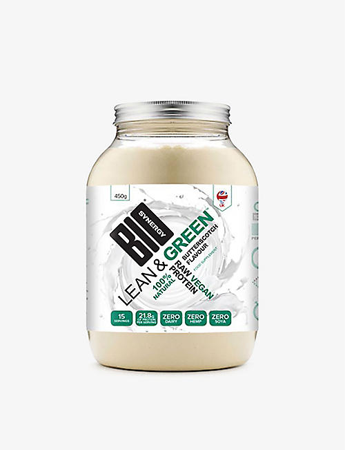 BIO SYNERGY: Lean & Green butterscotch-flavoured vegan protein powder 908g