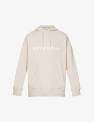 GIVENCHY GIVENCHY MEN'S CLAY TYPOGRAPHY-PRINT KANGAROO-POCKET COTTON-JERSEY HOODY,69038489