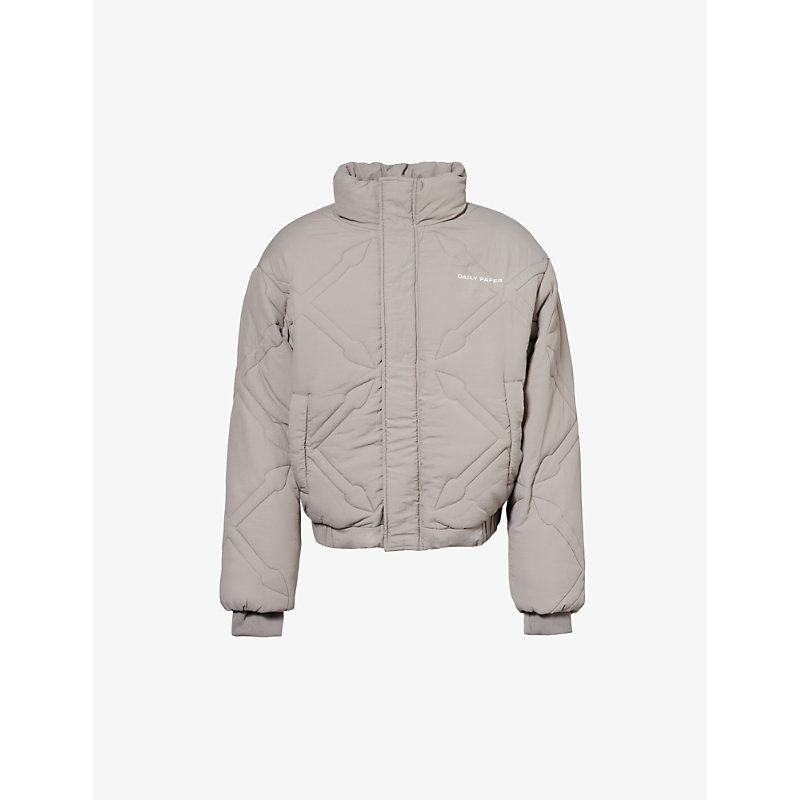 DAILY PAPER DAILY PAPER MEN'S GREY FLANNEL RUNAKO QUILTED WOVEN JACKET