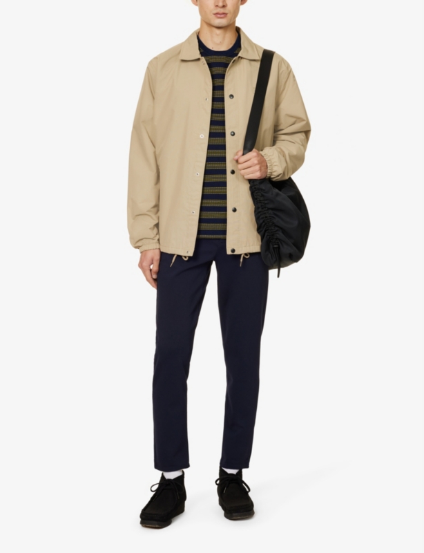 Brand-patch belt-loop regular-fit stretch-denim jeans