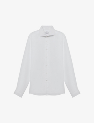 Reiss Ruban Long Sleeve Linen Shirt In White