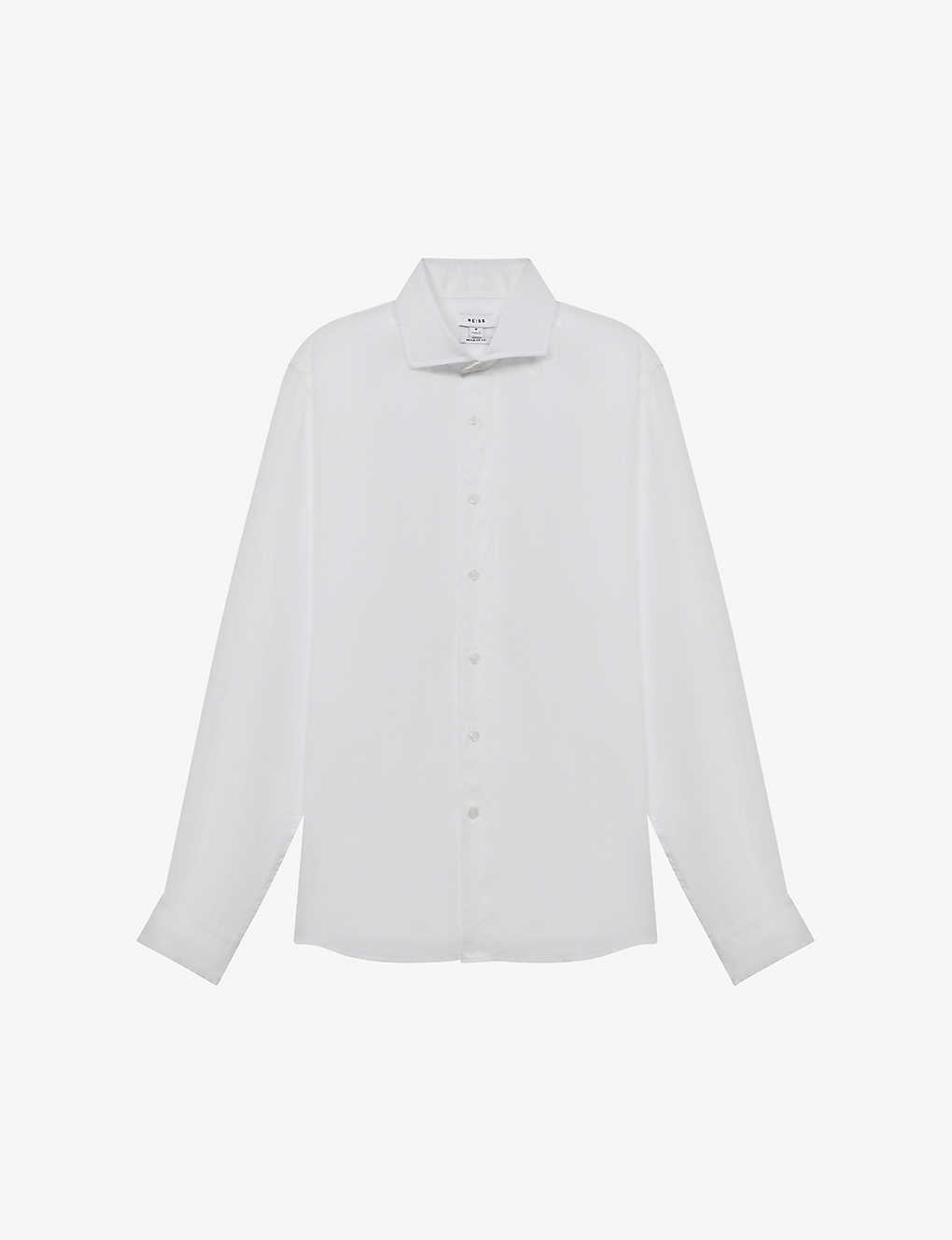 Reiss Ruban Long Sleeve Linen Shirt In White