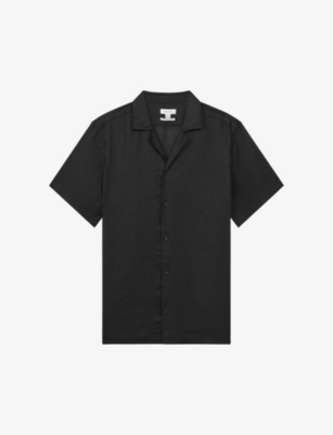 Shop Reiss Rebel Relaxed-fit Linen In Black