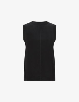 Reiss Womens Black Dotty Sleeveless Silk Top