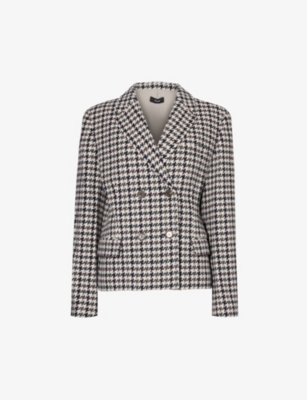 THEORY Houndstooth double breasted regular fit wool jacket Selfridges