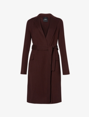 THEORY: Single-breasted tie-belt cashmere coat