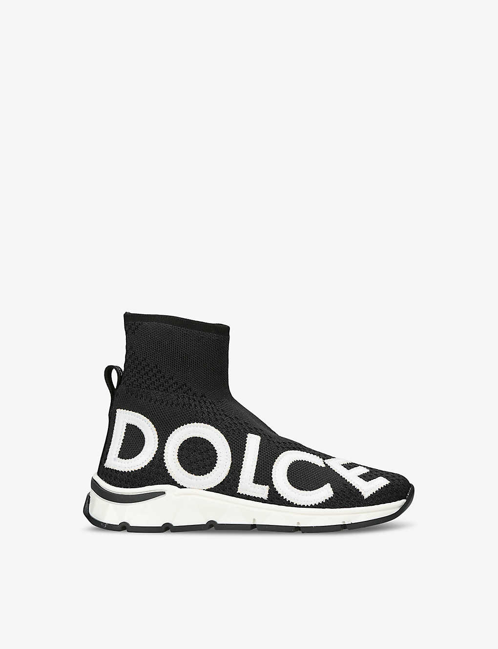 Dolce & Gabbana Kids' Brand-embroidered Woven High-top Trainers 5-7 Years In Black