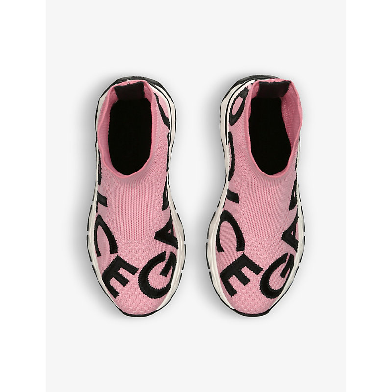 Shop Dolce & Gabbana Girls Pink Kids Logo-print High-top Woven Sock Trainers 5-9 Years