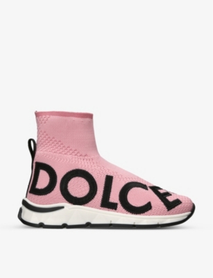 DOLCE & GABBANA: Logo-print high-top woven sock trainers 5-9 years