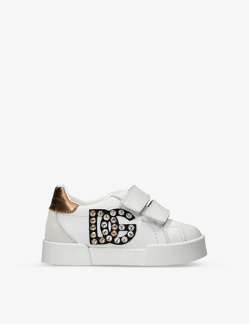 Dolce & Gabbana Kids' Bassa Crystal-embellished Leather Low-top Trainers 6 Months-4 Years In White