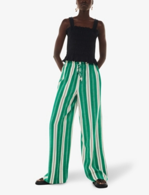 Shop Whistles Women's Bridget Stripe-pattern Maxi-length Woven Trousers In Multi-coloured