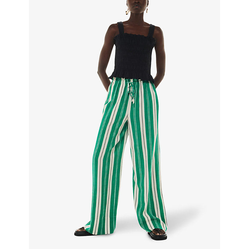 Shop Whistles Womens Multi-coloured Bridget Stripe-pattern Maxi-length Woven Trousers