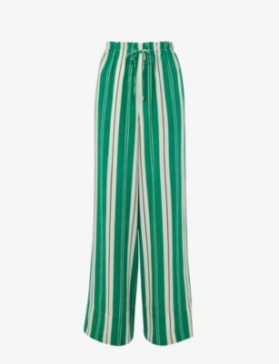 Whistles Womens Multi-coloured Bridget Stripe-pattern Maxi-length Woven Trousers In Green Multi