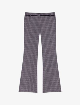 Maje Pocelyn Low Waist Tailored Trousers In Noir / Gris