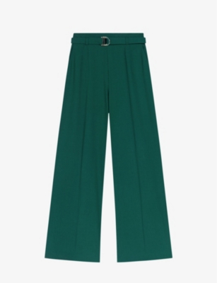 Maje Womens Verts Picalo High-rise Wide-leg Stretch-woven Trousers In Verts