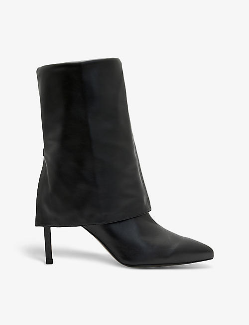 ALLSAINTS: Odyssey fold-top heeled leather knee-high boots