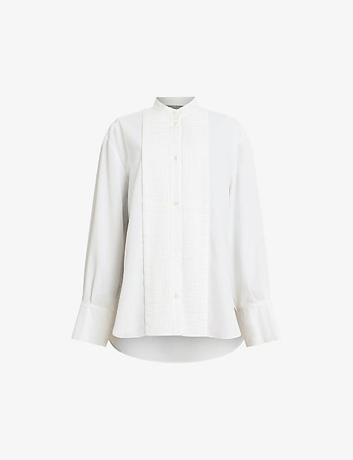 ALLSAINTS: Mae stand-collar relaxed-fit cotton shirt