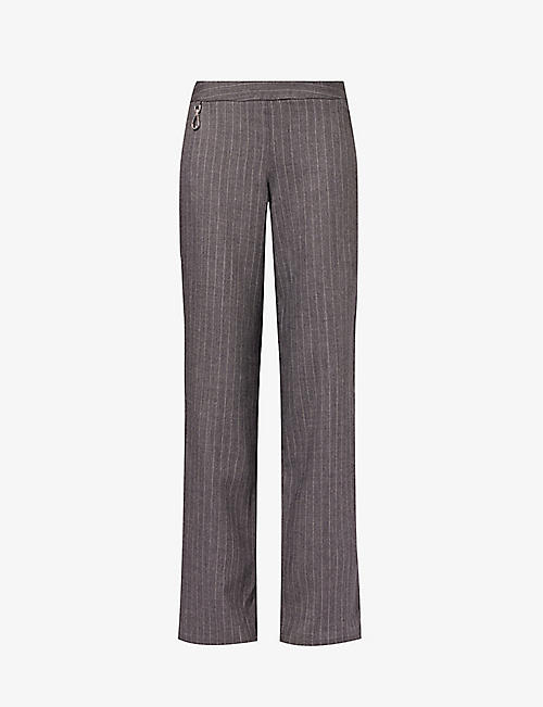 SAKS POTTS: Payton pinstriped wool-blend trousers