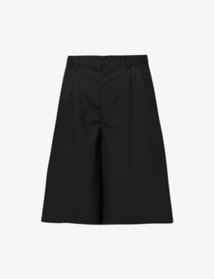 COMME DES GARCONS SHIRT：正面褶裥纽扣口袋羊毛短裤