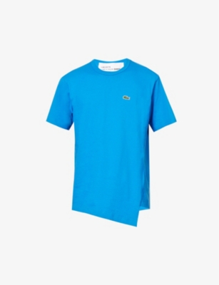 Comme Des Garçons Shirt Comme Des Garcons Shirt Mens Blue  X Lacoste Brand-embroidered Crewneck Cotto