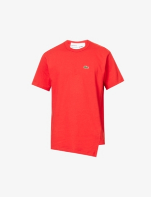 Comme Des Garçons Shirt Comme Des Garcons Shirt Mens Red  X Lacoste Brand-embroidered Crewneck Cotton