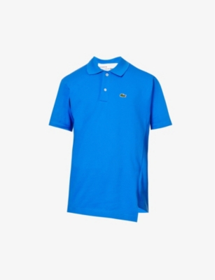 Comme Des Garçons Shirt Comme Des Garcons Shirt Mens Blue Brand-embroidered Ribbed-trim Cotton-piqué Polo Shirt