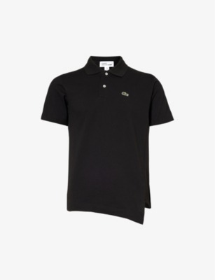 Comme Des Garçons Shirt X Lacoste Asymmetric Cotton Polo Shirt In Black