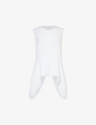 COMME DES GARÇONS COMME DES GARCONS WOMENS WHITE PEPLUM-HEM RAW-EDGE COTTON TOP