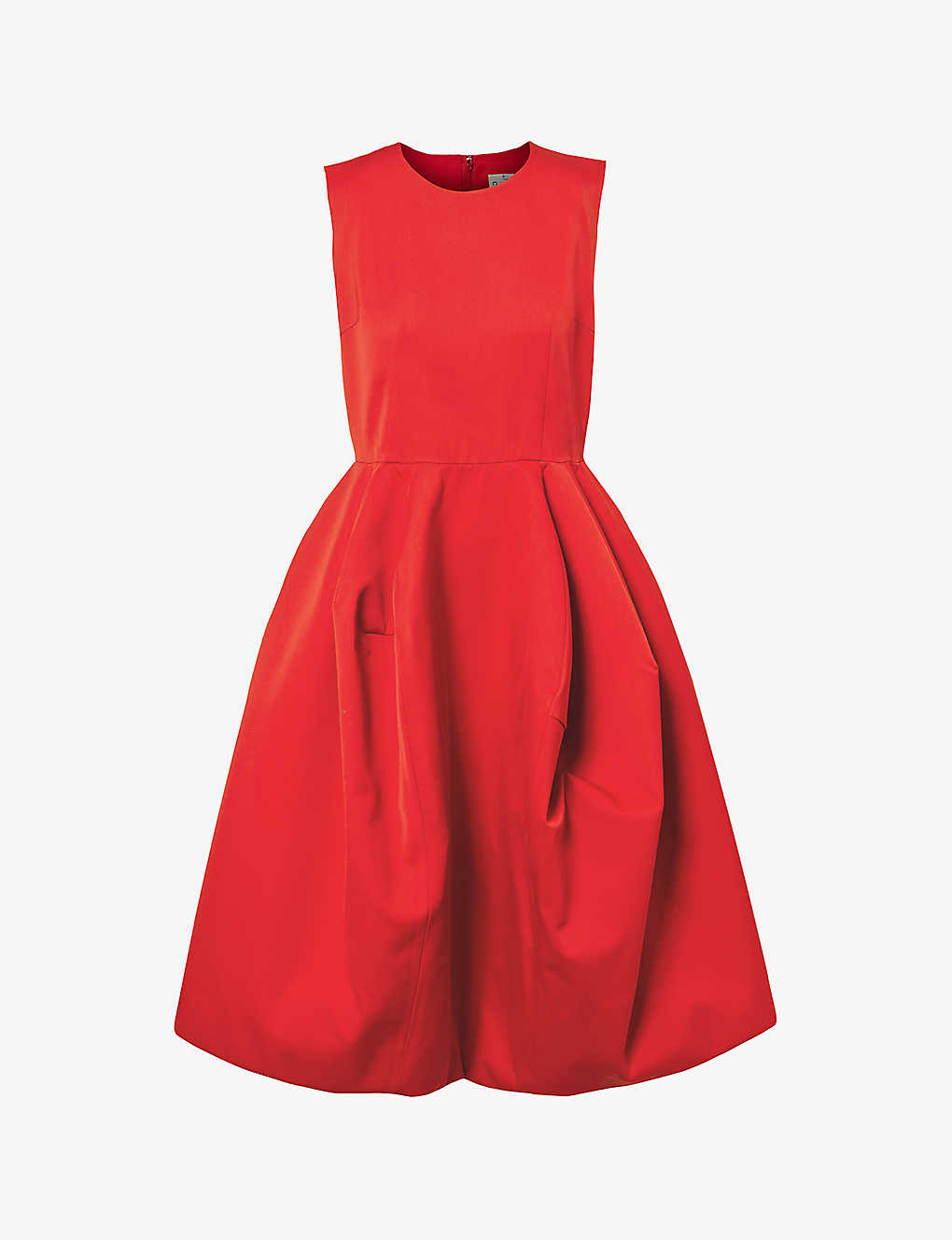 Comme Des Garçons Comme Des Garcons Womens Red Flared-hem Raw-edge Wool Midi Dress