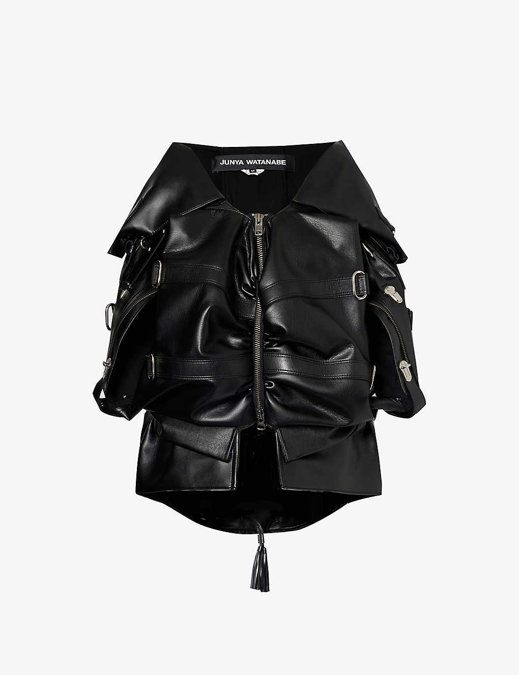 Junya Watanabe Womens Black Buckle-embellished Faux-leather Jacket