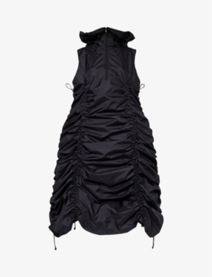 JUNYA WATANABE: Ruffled hooded shell midi dress