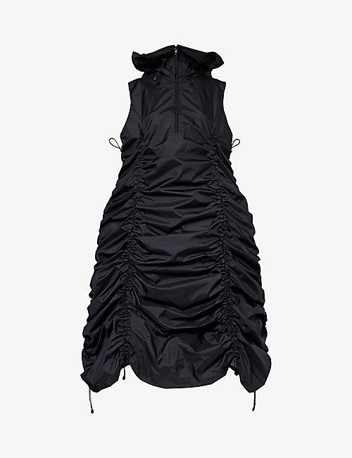 JUNYA WATANABE: Ruffled hooded shell midi dress