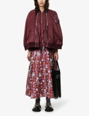 Shop Noir Kei Ninomiya Women's Burgundy Cape-design Regular-fit Shell Jacket