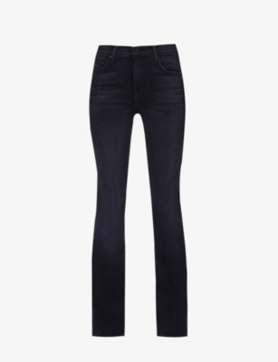 MOTHER: The Weekender faded-wash flared-leg high-rise cotton-blend jeans