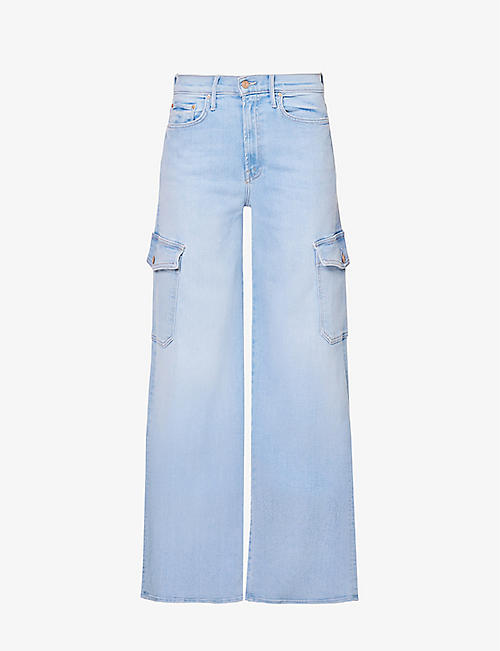 MOTHER: The Undercover flap-pocket wide-leg high-rise cotton-blend jeans
